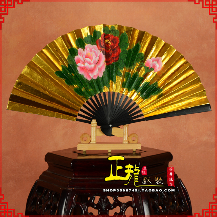 库伦旗京剧戏曲戏剧贵妃醉酒牡丹折扇儿童扇子7寸8寸9寸 金扇